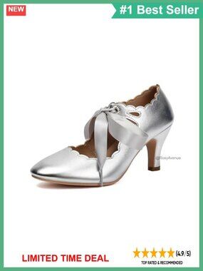 Womens Mary Jane Lace Up Teardrop Cut Out Round Toe Retro 1950s Victorian Pumps